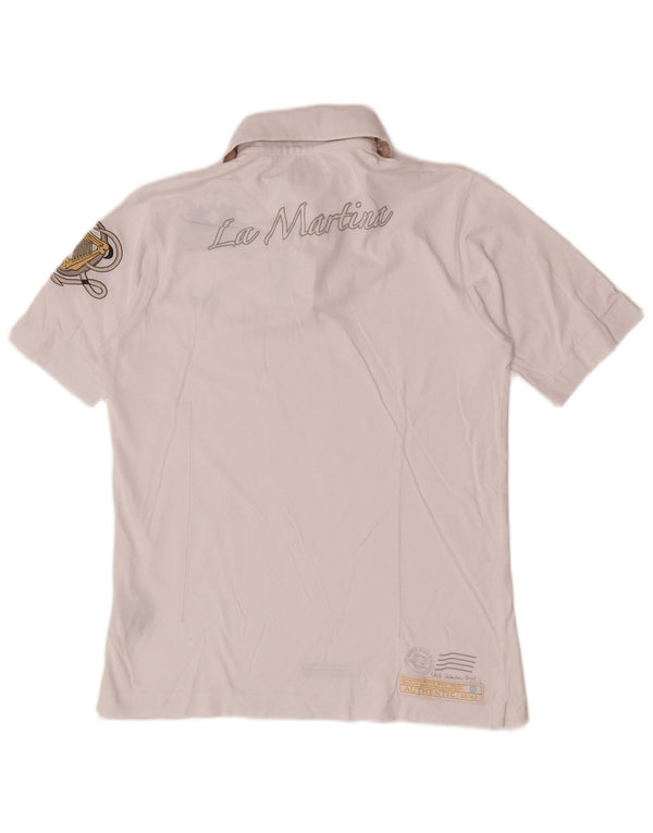 La Martina Herre grafisk poloshirt Medium hvid bomuld