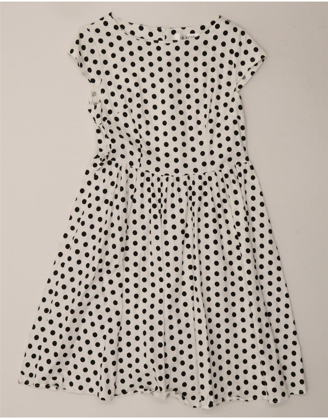 VINTAGE Womens A-Line Dress UK 10 Small White Polka Dot Vintage Vintage and Second-Hand Vintage from Messina Hembry 