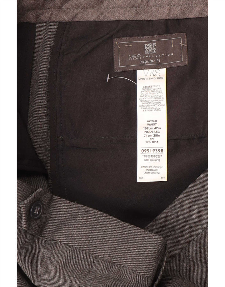 Marks & Spencer Herre Regular Fit Suit Bukser W42 L29 Grå polyester