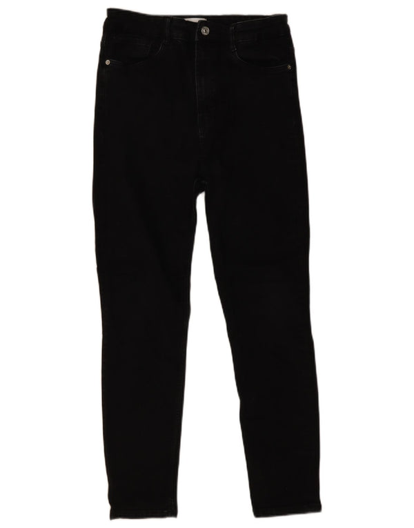 Zara Dame Crop Skinny Jeans EU 42 Large W32 L26 Sort Bomuld
