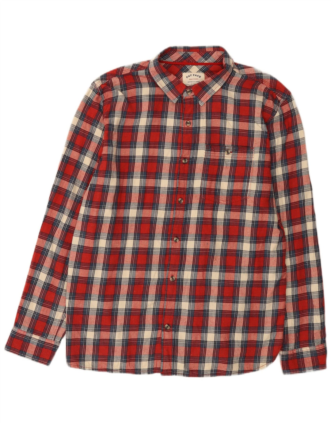 Fat Face Herre Regular Fit Flanellskjorte XL Rød Ternet Bomuld