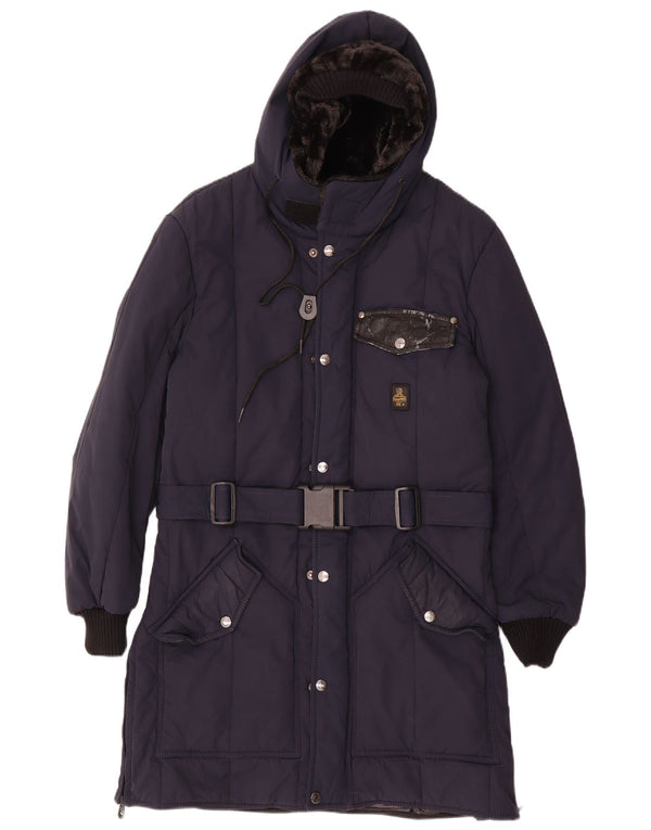 Refrigiwear Mens Hooded Padded Coat UK 36 Small Navy Blue Nylon