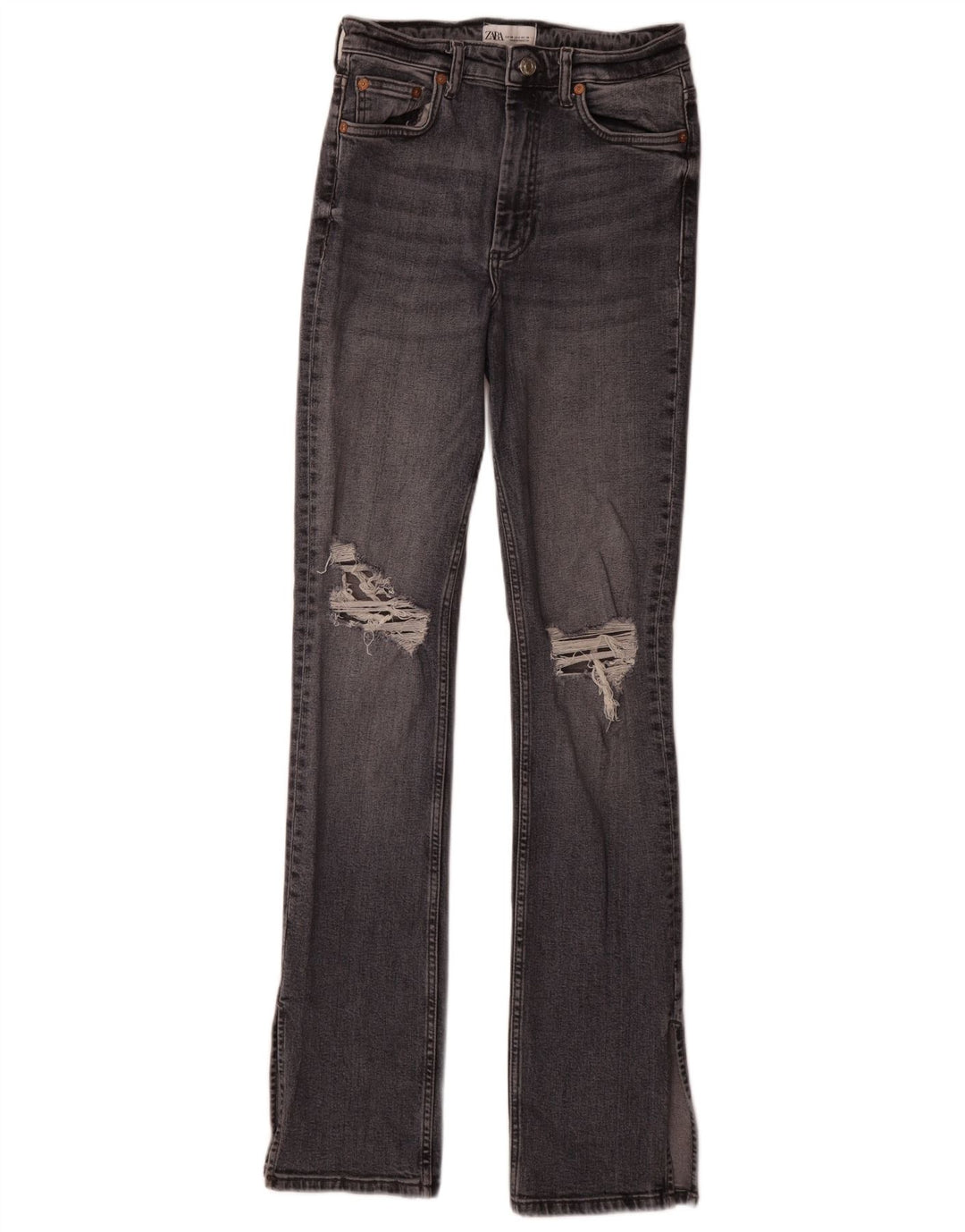 Zara Dame Distressed Slim Jeans EU 38 Small W28 L34 Grå Bomuld
