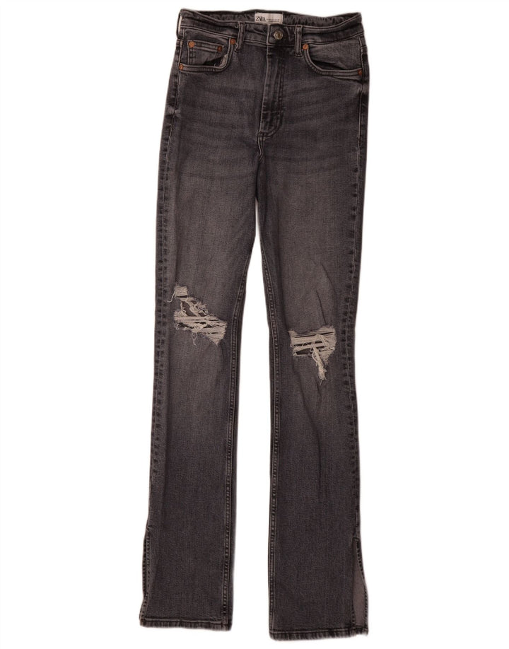 Zara Dame Distressed Slim Jeans EU 38 Small W28 L34 Grå Bomuld