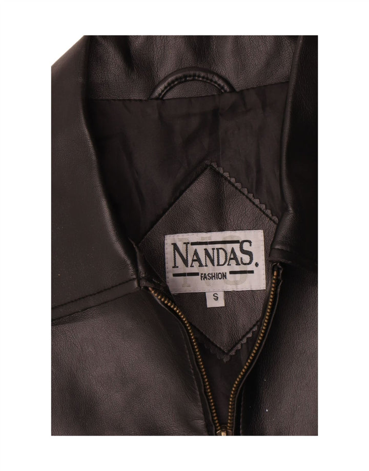 Vintage Dame Læder Gilet UK 10 Small Black