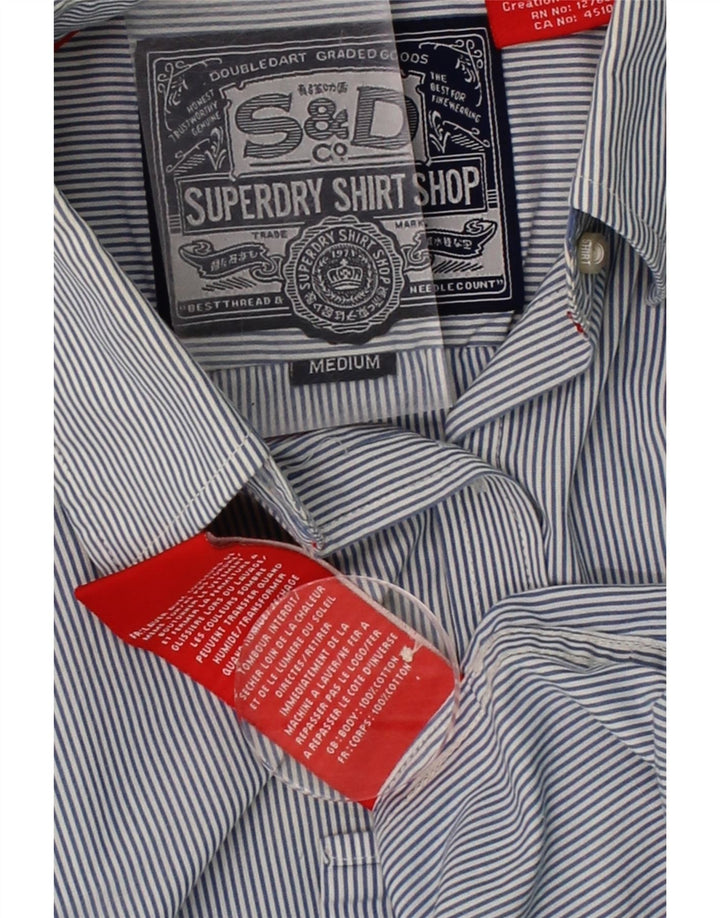 SUPERDRY Womens Shirt UK 12 Medium Blue Pinstripe Cotton Vintage Superdry and Second-Hand Superdry from Messina Hembry 