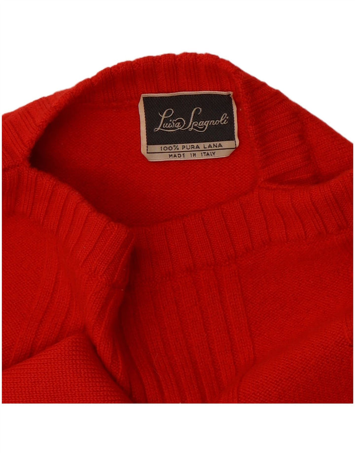 Luisa Spagnoli Dame Boat Neck Jumper Sweater UK 14 Medium Rød Uld
