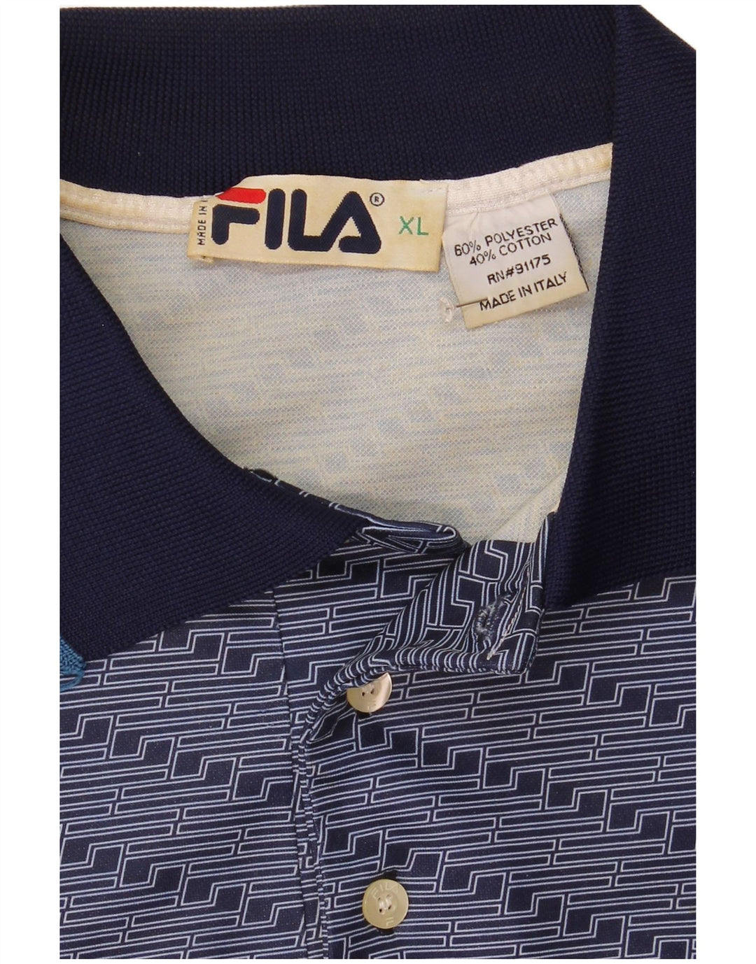 Fila Polo Shirt til mænd XL Marineblå stribet polyester