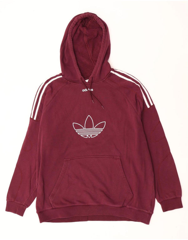 Adidas Herre hættetrøje XL Maroon Colourblock Bomuld