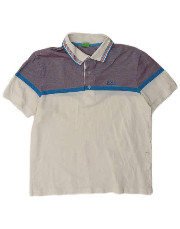 Hugo Boss Poloshirt til mænd Medium White Colourblock Bomuld