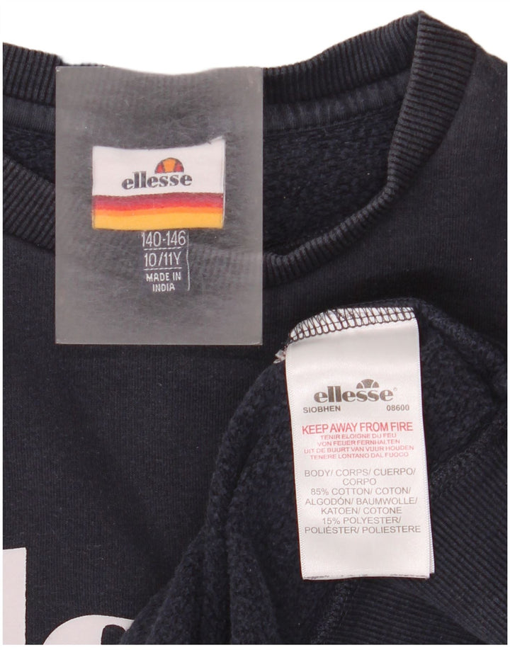 Ellesse Boys Grafisk Sweatshirt Jumper 10-11 år Navyblå Bomuld