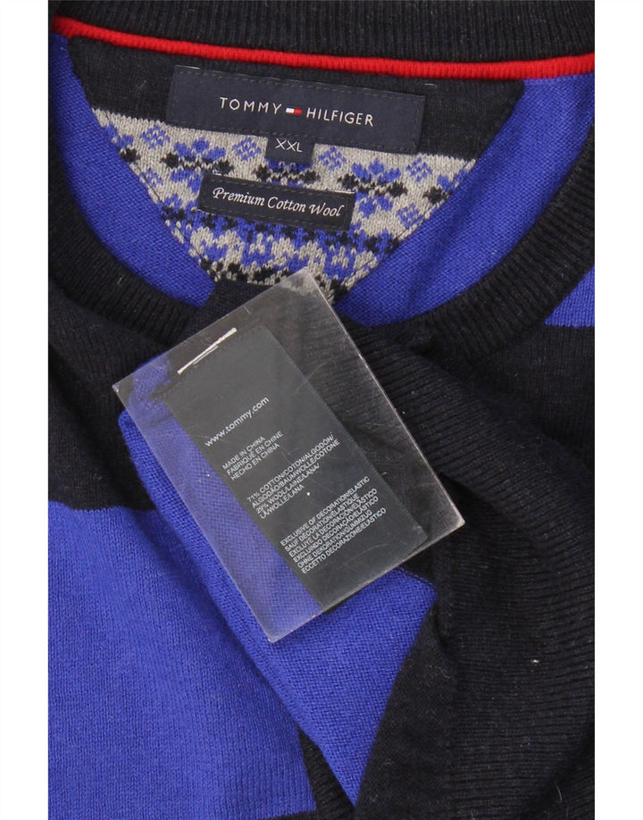 TOMMY HILFIGER Herre sweater med rund hals 2XL sort stribet bomuld