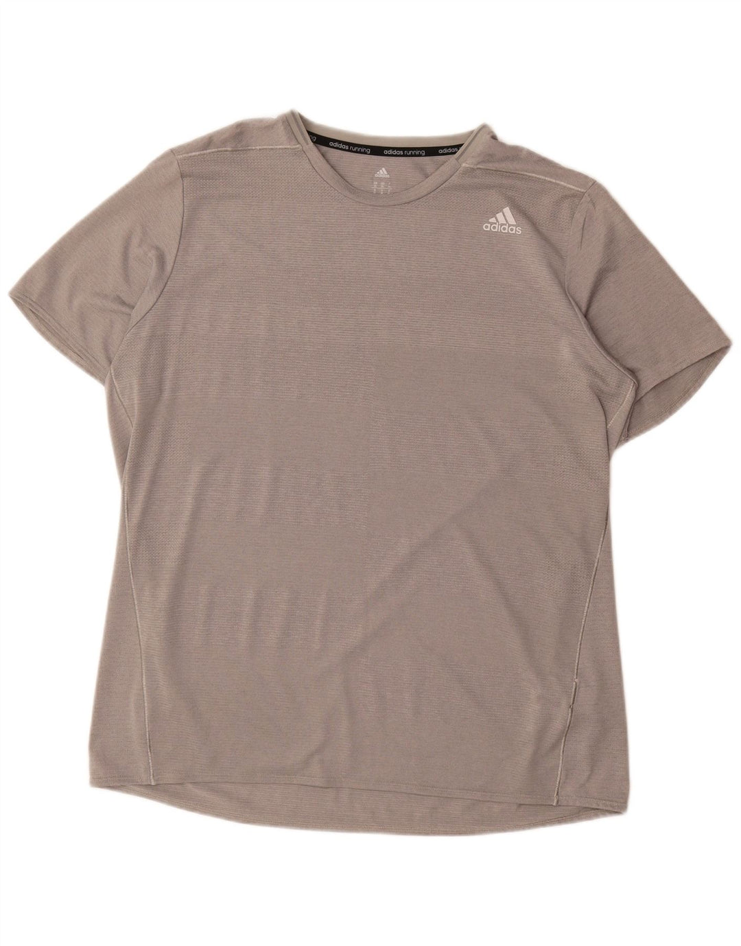 Adidas Herre Løbe T-shirt Top XL Grå Stribet Polyester