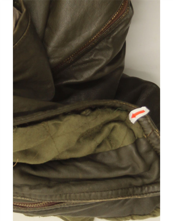 Vintage Herre Læderjakke IT 50 Stort Khaki Læder