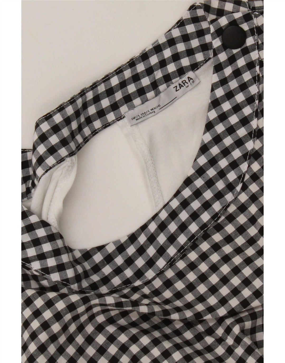 Zara Dame Oversized Bluse Top UK 10 Small Black Gingham