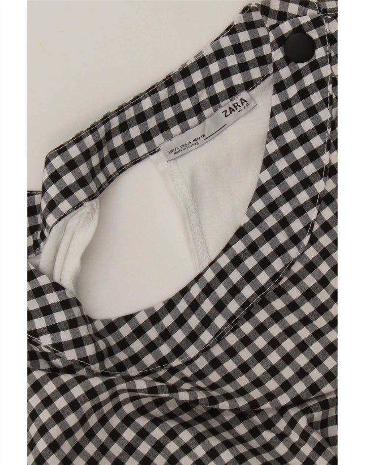 Zara Dame Oversized Bluse Top UK 10 Small Black Gingham