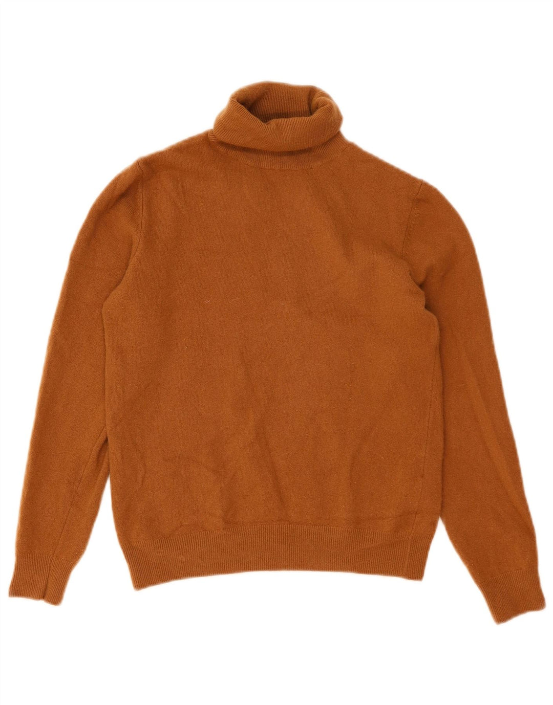 Benetton Dame Crop Roll Neck Jumper Sweater UK 12 Medium Brown