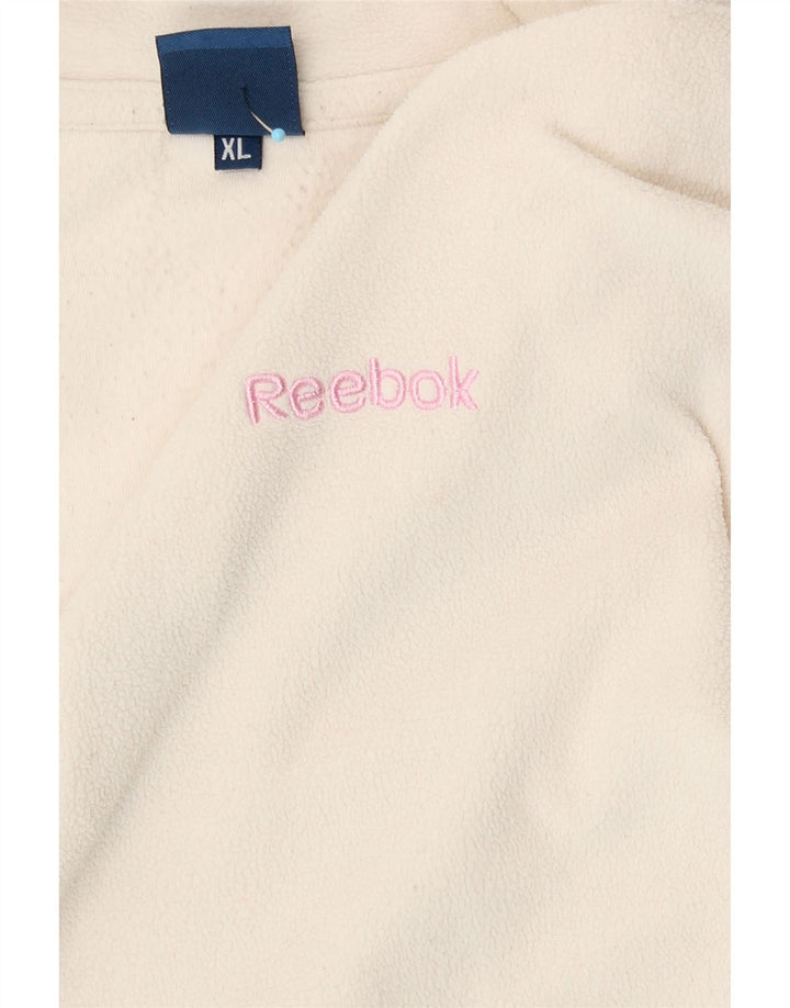 Reebok Fleece Jumper med lynlås til kvinder UK 18 XL Hvid polyester