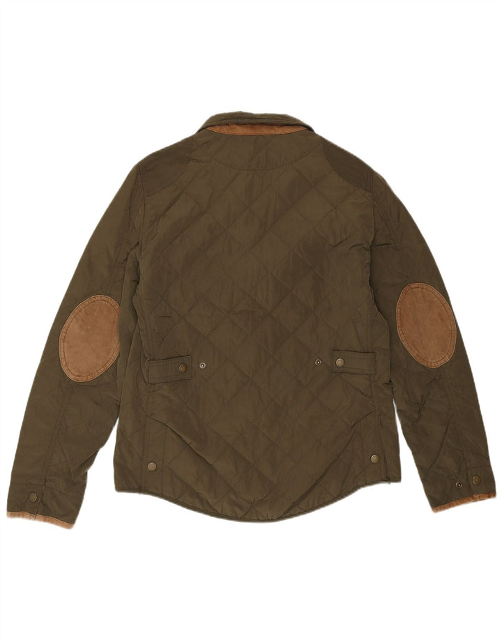 Massimo Dutti Dame Quiltet Jakke EU 38 Medium Grøn Nylon