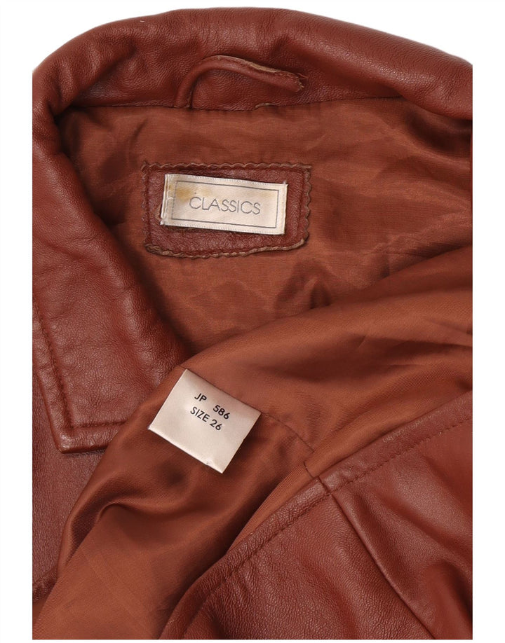 Classics Dame 3-knaps læder blazerjakke UK 26 5XL Brunt læder