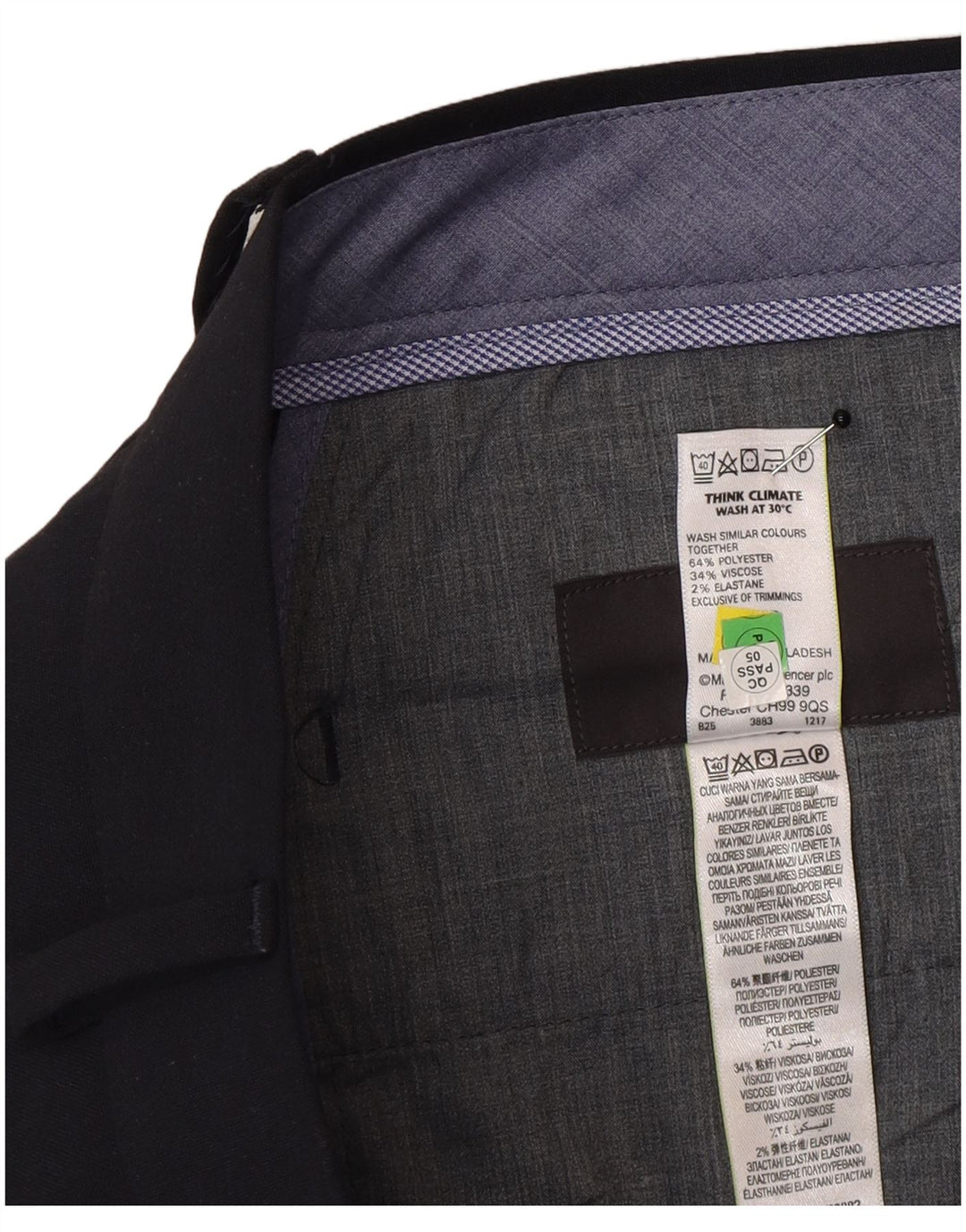 Marks & Spencer Herre Skræddersyede Slim Suit Bukser W36 L31 Navy Blue