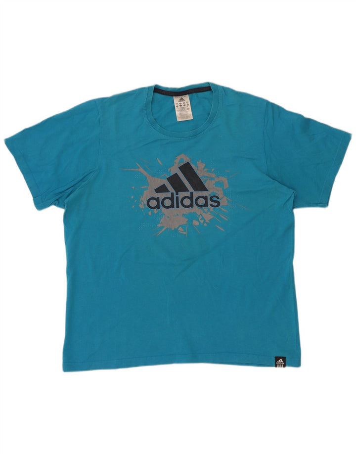 Adidas Herre grafisk T-shirt top mellemblå bomuld