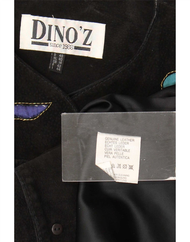 DINO' Z Dame 4-knaps ruskindsblazerjakke UK 14 Mellem sort læder