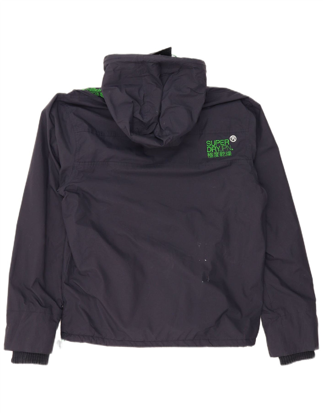 SUPERDRY Mens Graphic Hooded Windbreaker Jacket UK 40 Large Navy Blue