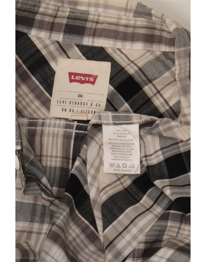 Levi's kortærmet herreskjorte 2XL marineblå ternet bomuld