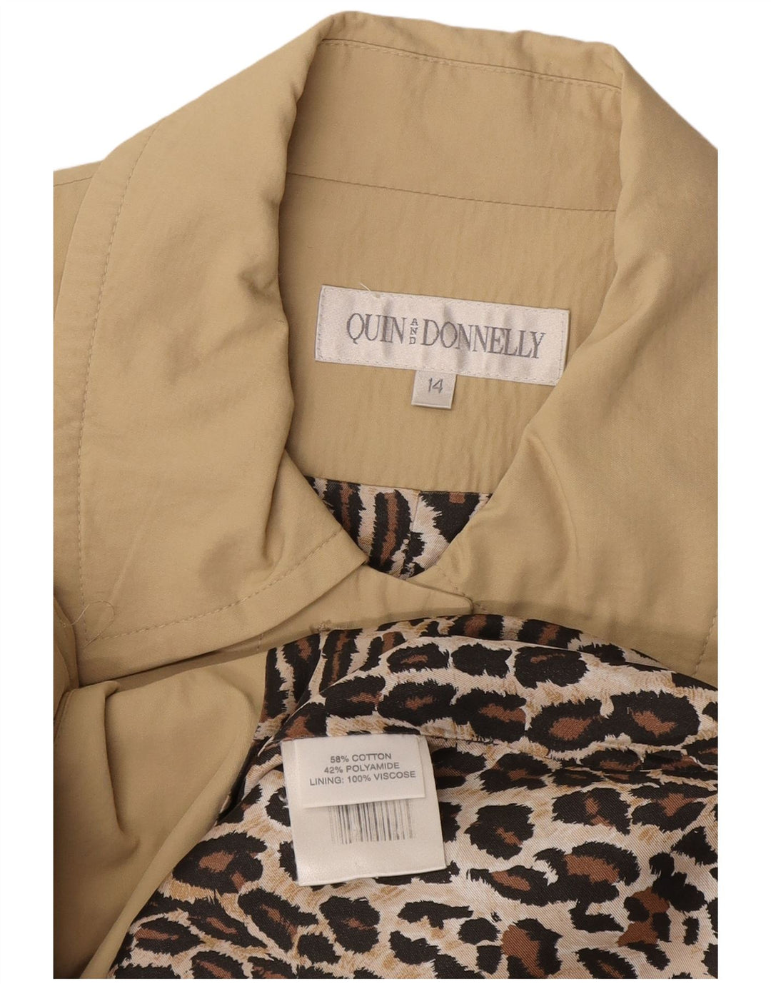 Quin And Donnelly Womens Trench Coat UK 14 Medium Beige Bomuld