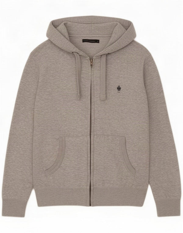 French Connection Mens Zip Hoodie Sweater Small Grey Flecked
