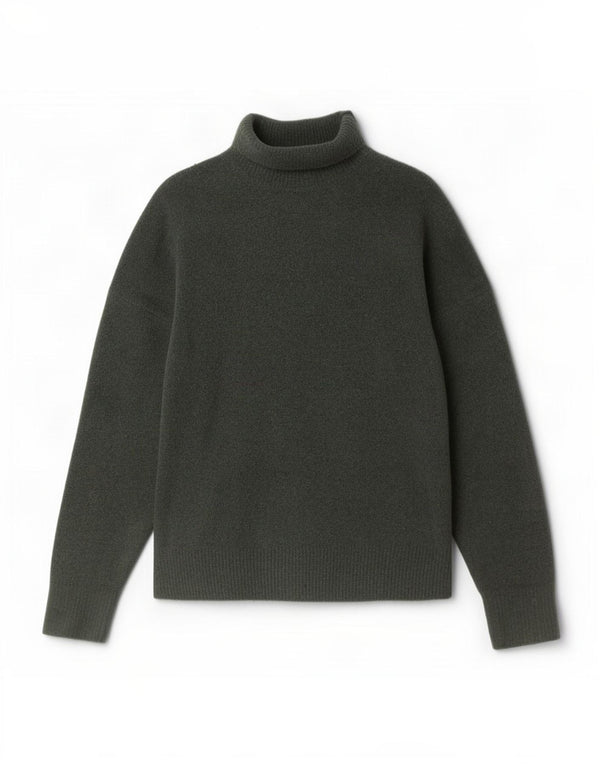 Zara Dame Roll Neck Jumper Sweater UK 16 Large Grøn Akryl