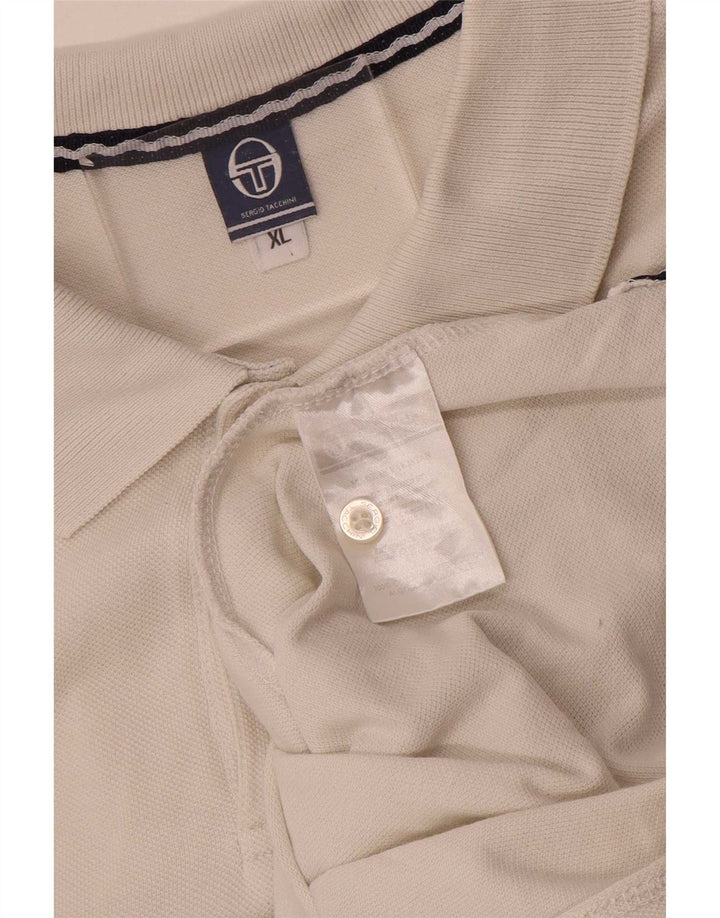 Sergio Tacchini herre poloshirt XL hvid bomuld