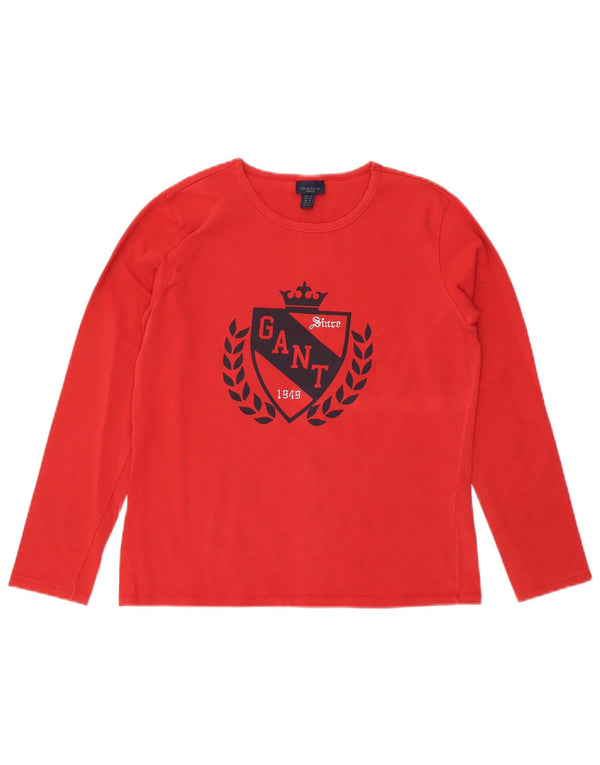 Gant Grafisk T-shirt top til kvinder UK 18 XL rød bomuld