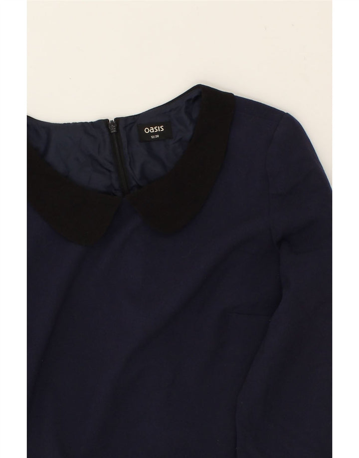 OASIS Womens 3/4 Sleeve Sheath Dress UK 12 Medium Navy Blue Polyester Vintage Oasis and Second-Hand Oasis from Messina Hembry 