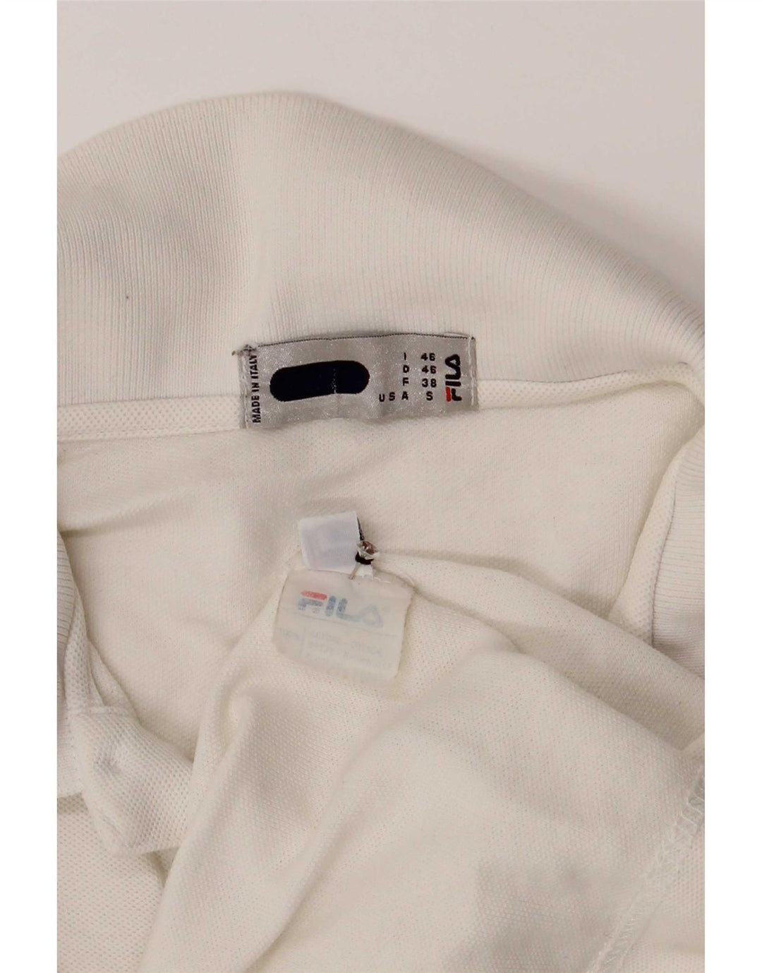 Fila Herre Polo Shirt IT 46 Lille Hvid Bomuld