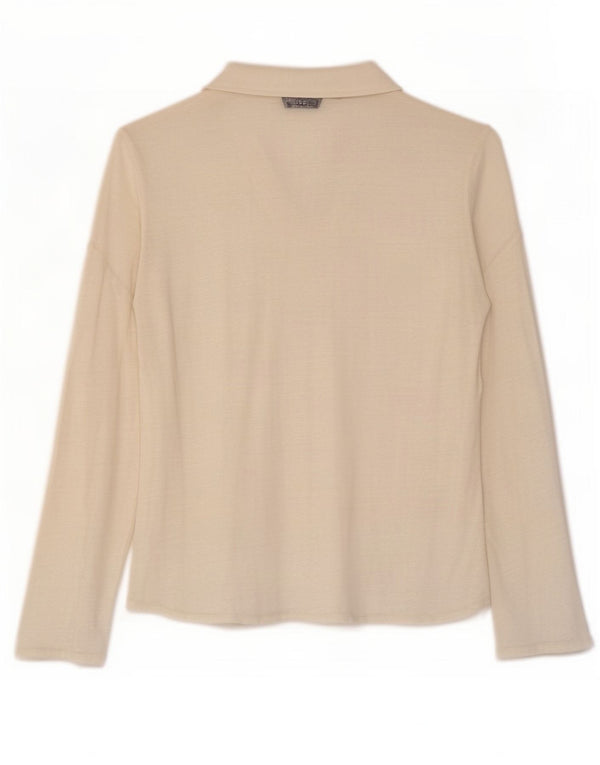 Massimo Dutti langærmet poloskjorte til kvinder UK 14 Medium White Flecked