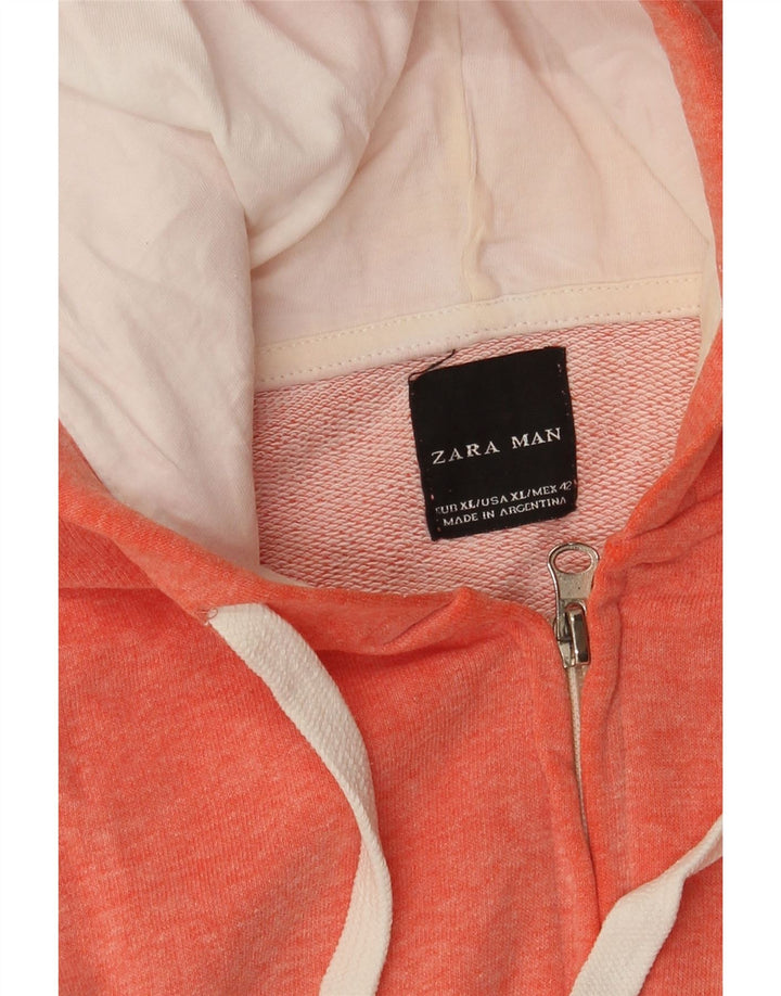 Zara Hættetrøje med lynlås til mænd XL Orange Flecked