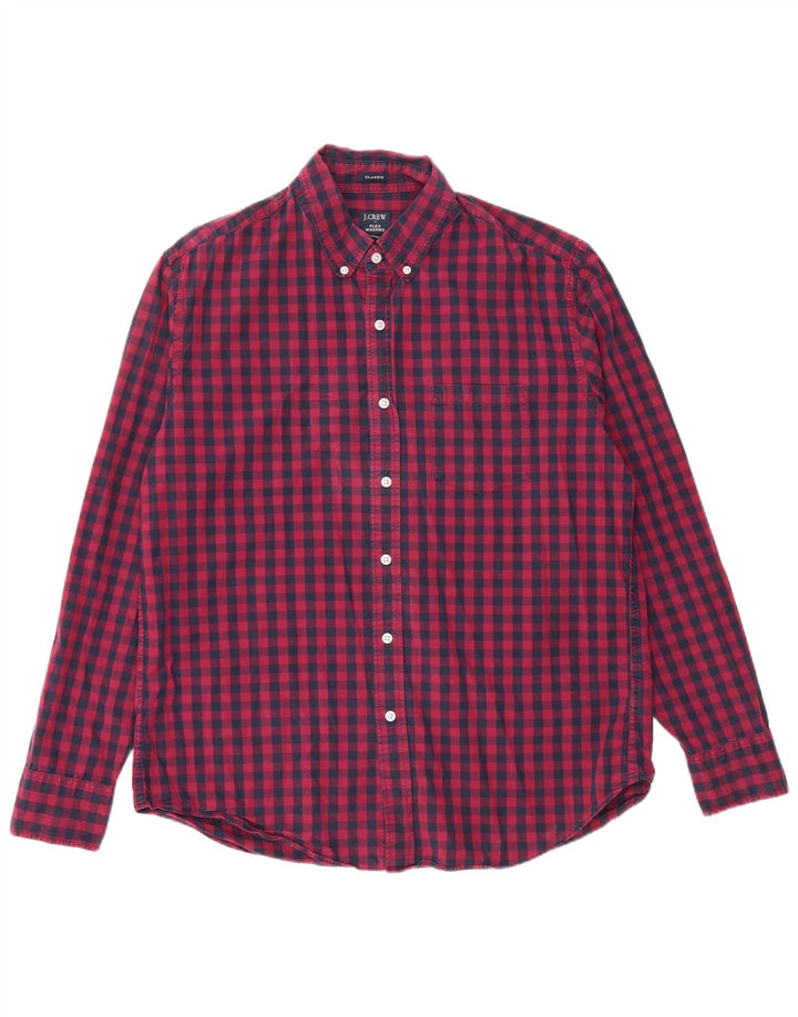 J. CREW Herre Classic Fit skjorte Stor marineblå Gingham Cotton