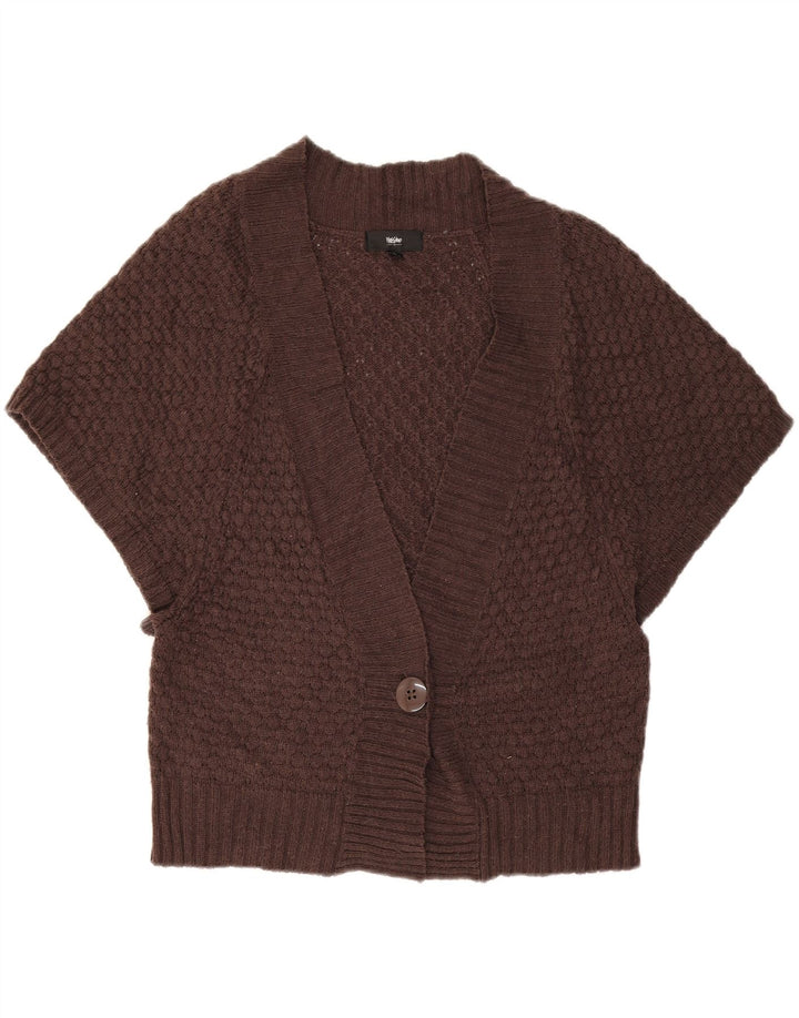 MOSSIMO Womens Short Sleeve Cardigan Sweater UK 16 Large Brown Acrylic Vintage Mossimo and Second-Hand Mossimo from Messina Hembry 