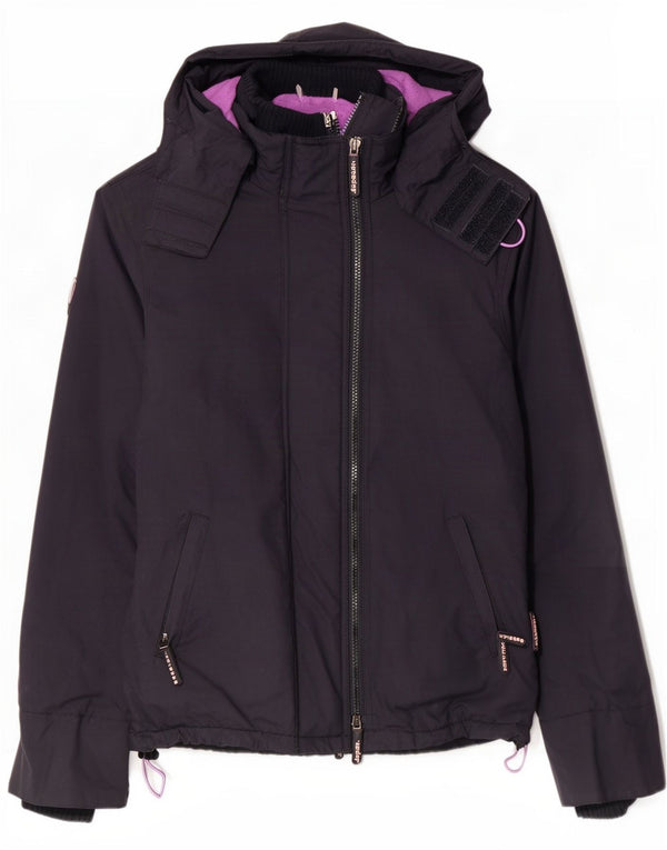 Superdry Windbreaker-jakke med hætte til kvinder UK 14 Medium Navy Blue