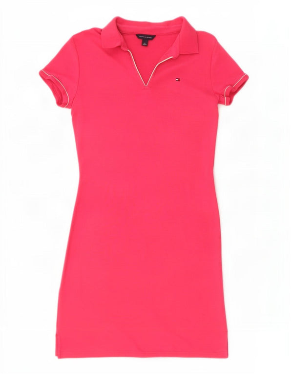 Tommy Hilfiger Womens Polo Dress UK 12 Medium Pink Cotton