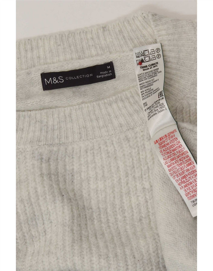Marks & Spencer Dame sweater med rund hals DK 14 Mellem grå stribet