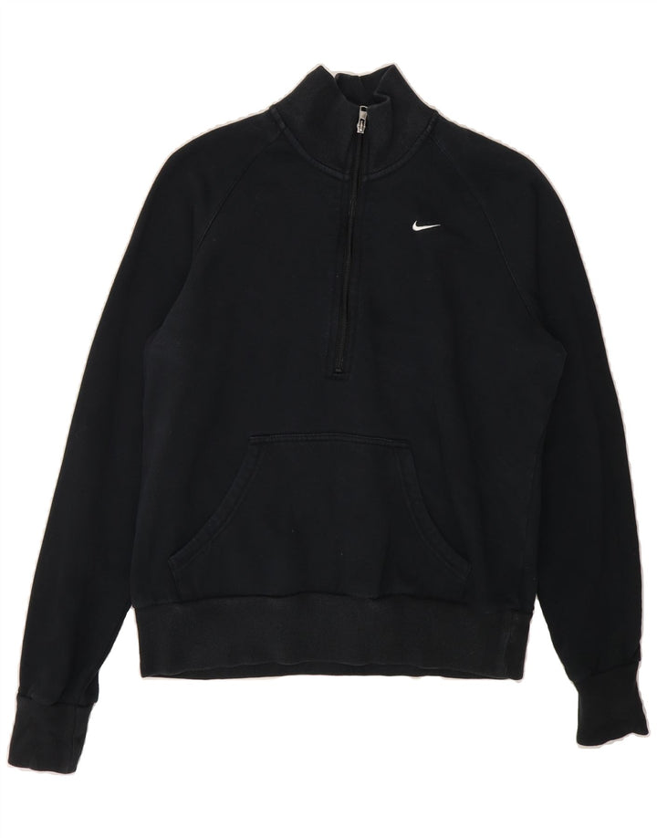 NIKE Womens Zip Neck Sweatshirt Jumper UK 16 Large Black Cotton Vintage Nike and Second-Hand Nike from Messina Hembry 