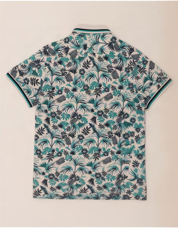 Zara Herre Muscle Short Sleeve Shirt XL White Floral Cotton Hawaiian