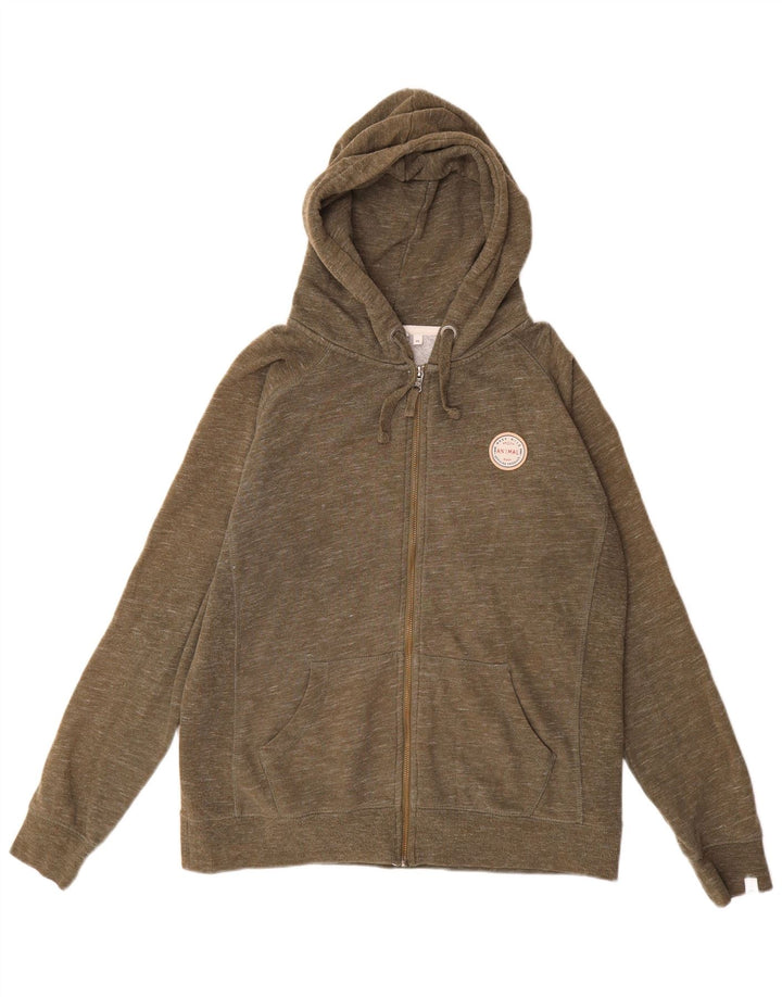 ANIMAL Dame Hættetrøje Sweater UK 14 Stor Khaki Flecked Bomuld