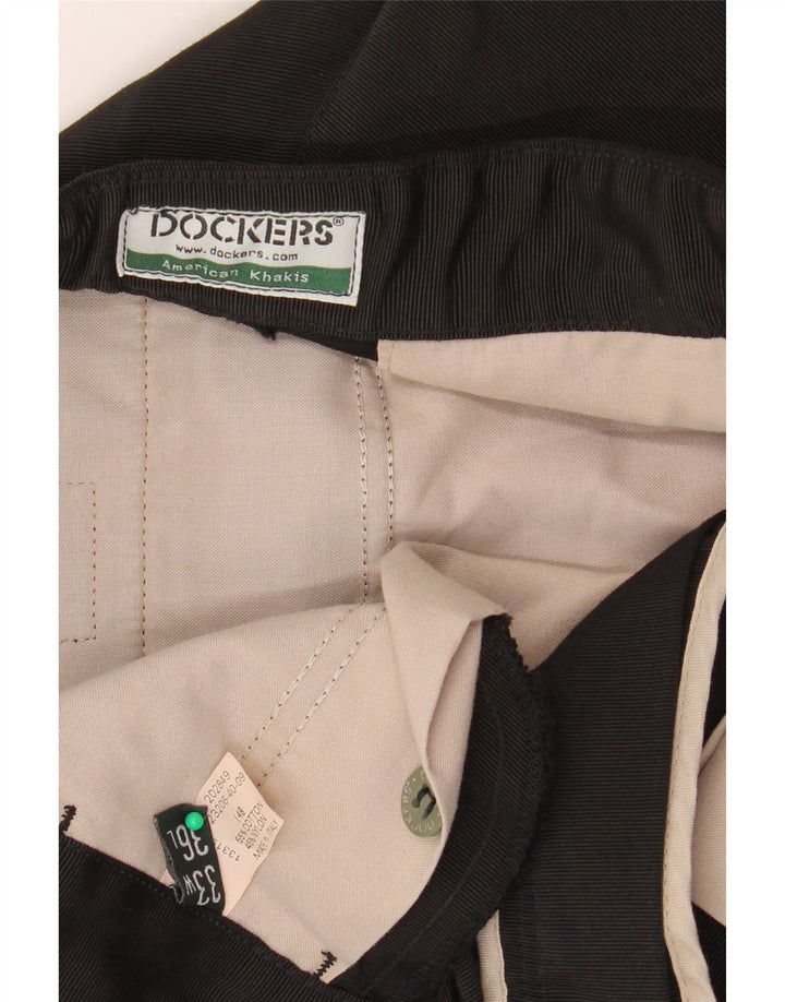 DOCKERS Herre Khakis Lige Chinobukser W33 L30 Sort Bomuld