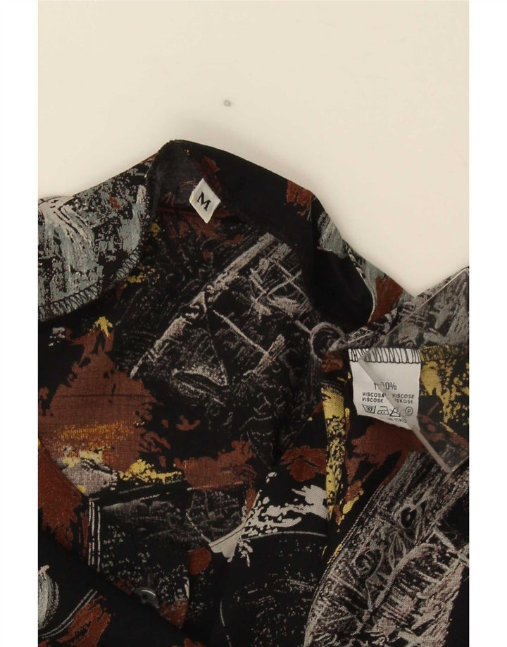 Vintage kvinders abstrakt mønster skjorte bluse UK 14 Medium Multicolored