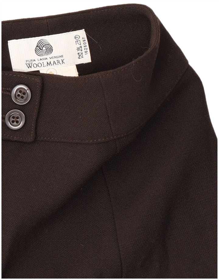 Vintage mininederdel til kvinder W28 Medium Brun Virgin Wool