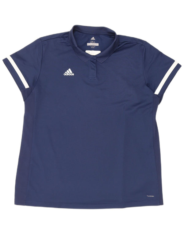 Adidas Dame Lang Polo Shirt UK 24/26 2XL Navy Blue Polyester